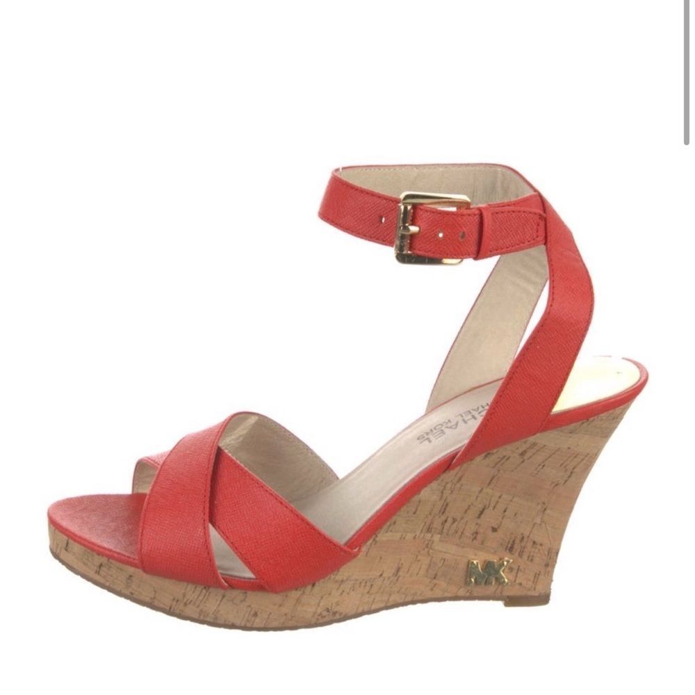 MICHAEL Michael Kors Orange Logo Wedge Sandals